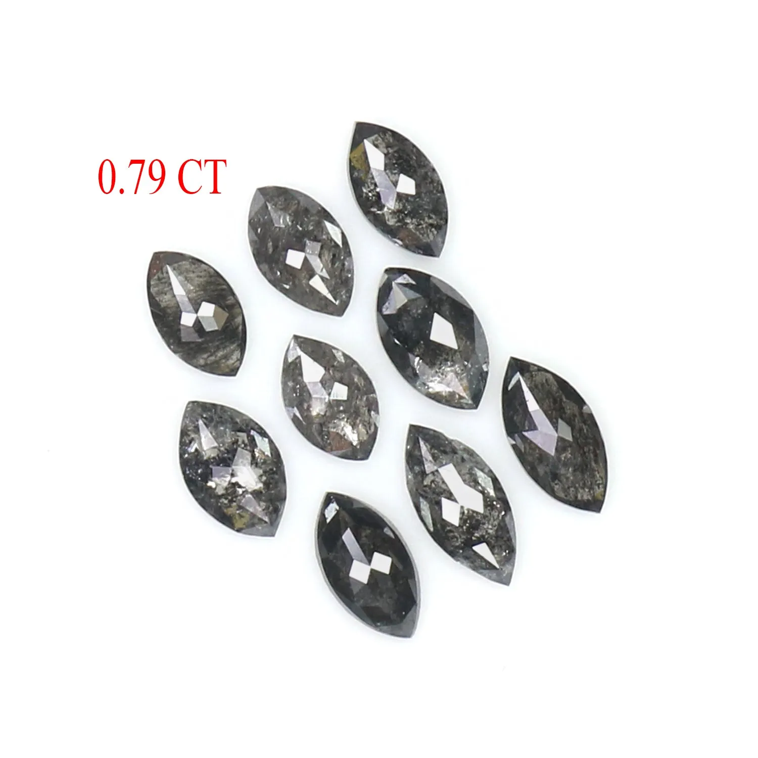 0.79 CT Natural Loose Marquise Shape Diamond Salt And Pepper Marquise Rose Cut Diamond 3.70 MM Black Grey Color Marquise Cut Dia