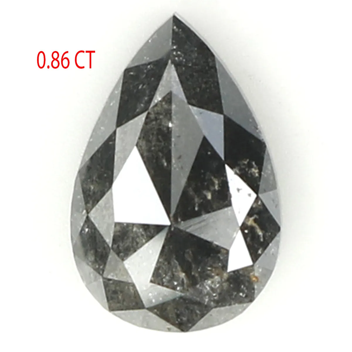 0.86 CT Natural Loose Pear Shape Diamond Salt And Pepper Pear Rose Cut Diamond 7.80 MM Natural Black Grey Color Pear Shape Diamo