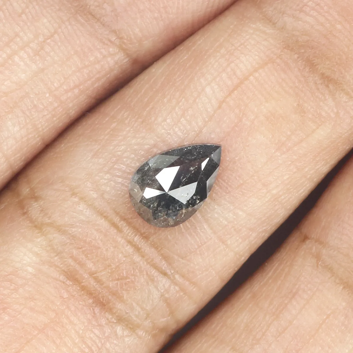 0.86 CT Natural Loose Pear Shape Diamond Salt And Pepper Pear Rose Cut Diamond 7.80 MM Natural Black Grey Color Pear Shape Diamo