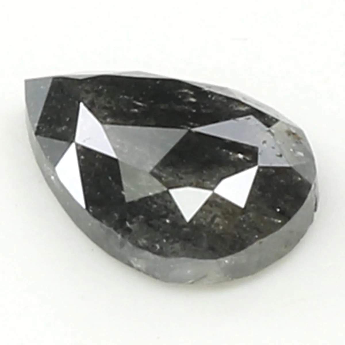 0.86 CT Natural Loose Pear Shape Diamond Salt And Pepper Pear Rose Cut Diamond 7.80 MM Natural Black Grey Color Pear Shape Diamo