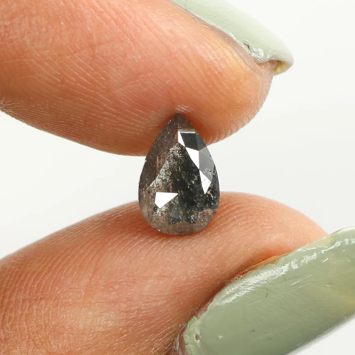 0.86 CT Natural Loose Pear Shape Diamond Salt And Pepper Pear Rose Cut Diamond 7.80 MM Natural Black Grey Color Pear Shape Diamo