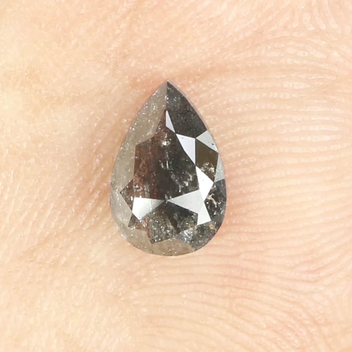 0.86 CT Natural Loose Pear Shape Diamond Salt And Pepper Pear Rose Cut Diamond 7.80 MM Natural Black Grey Color Pear Shape Diamo