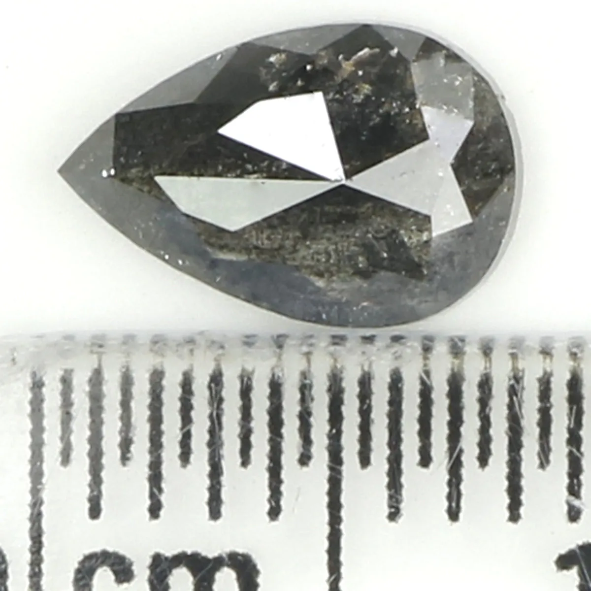 0.86 CT Natural Loose Pear Shape Diamond Salt And Pepper Pear Rose Cut Diamond 7.80 MM Natural Black Grey Color Pear Shape Diamo