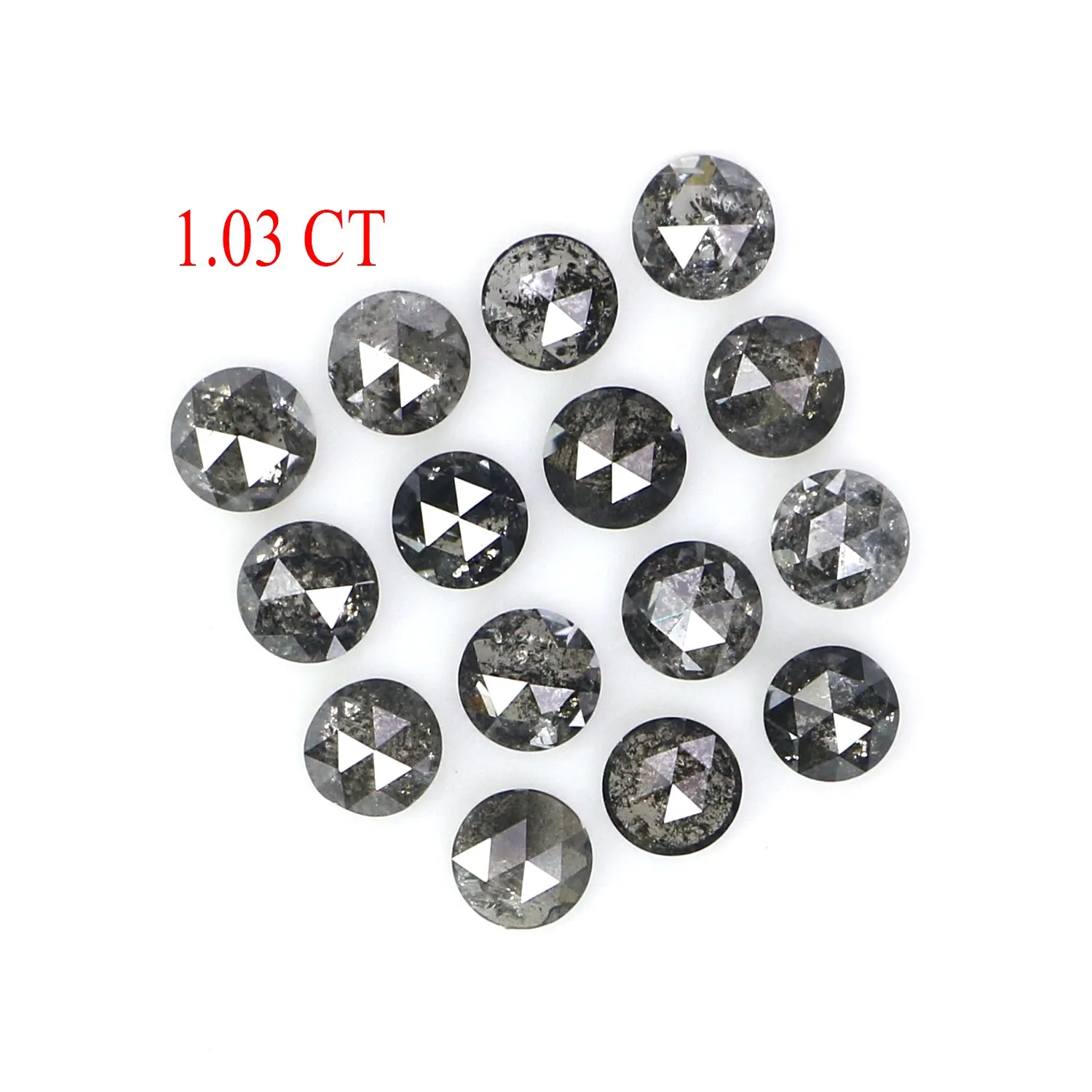 1.03 Ct Natural Loose Round Cut Diamond Salt And Pepper Diamond 2.45 MM Natural Loose Diamond Black Grey Color Round Rose Cut Di