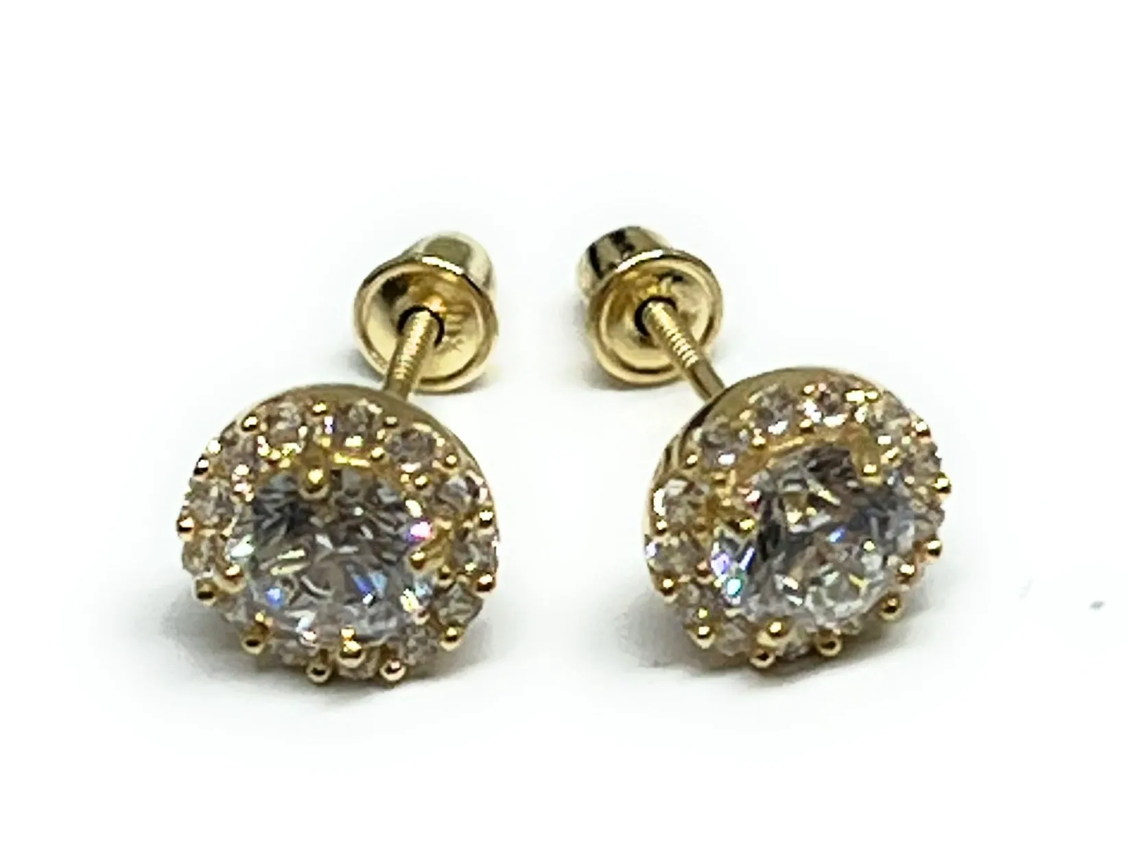 10k Solid Gold Cubic Zirconia Mini Dainty Stud Earrings (FCE 08)