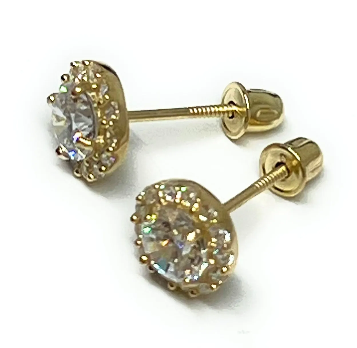 10k Solid Gold Cubic Zirconia Mini Dainty Stud Earrings (FCE 08)