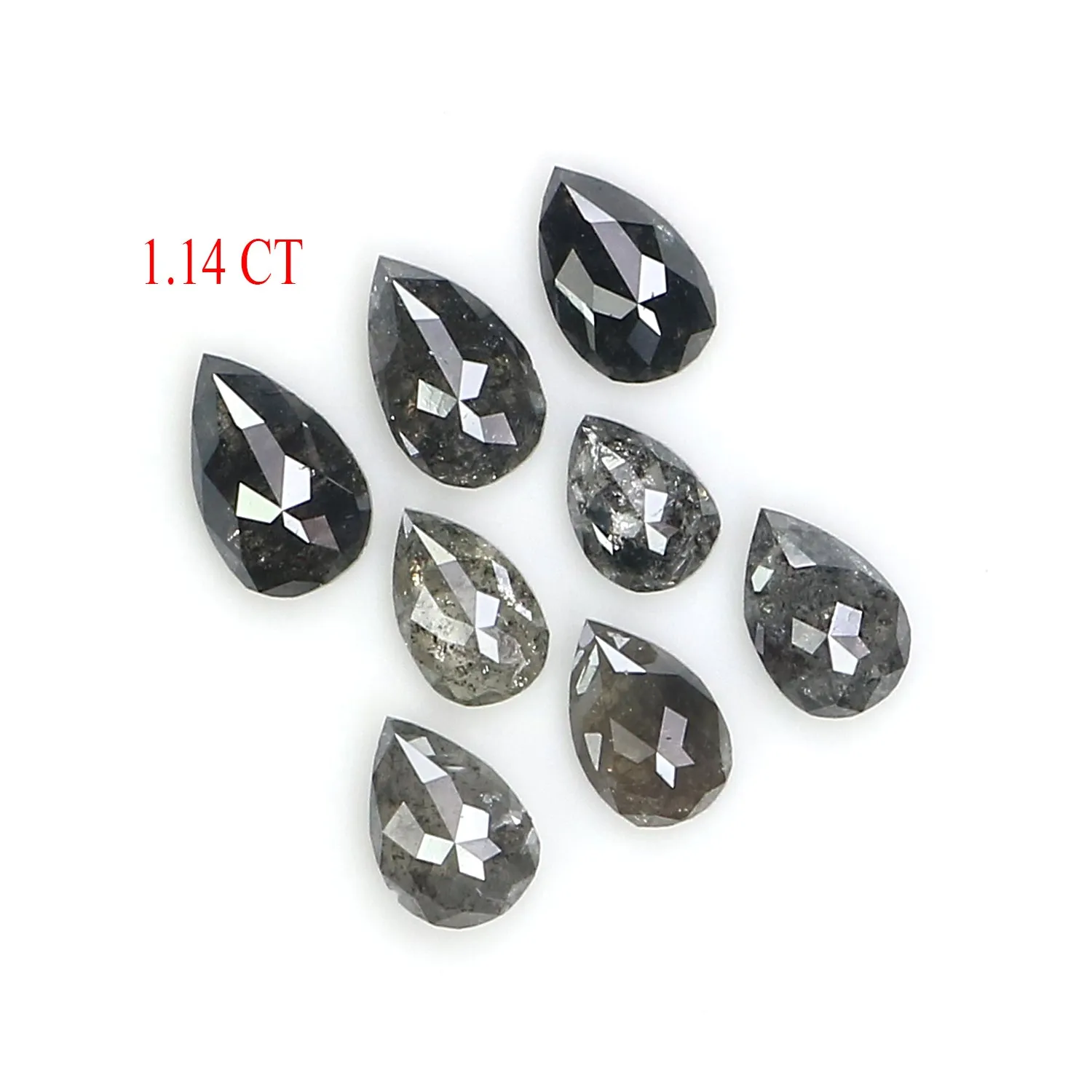 1.14 CT Natural Loose Pear Shape Diamond Salt And Pepper Pear Cut Diamond 3.60 MM Natural Black Grey Diamond Pear Rose Cut Diamo