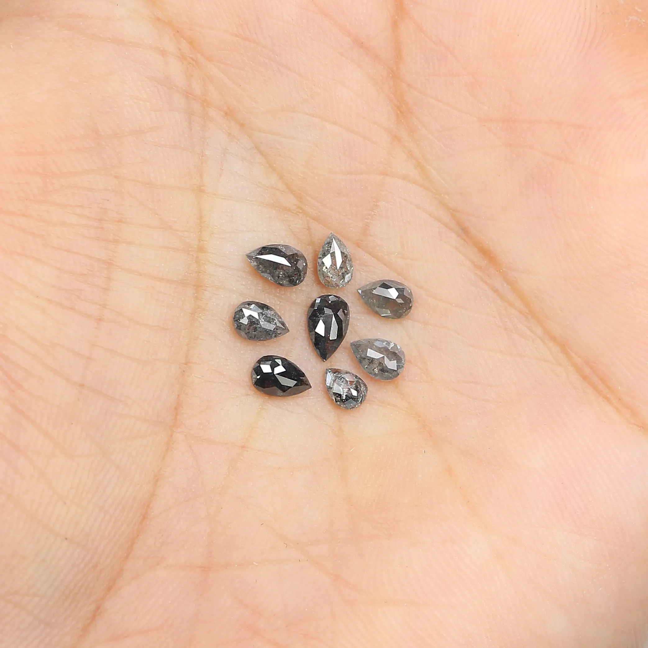 1.14 CT Natural Loose Pear Shape Diamond Salt And Pepper Pear Cut Diamond 3.60 MM Natural Black Grey Diamond Pear Rose Cut Diamo