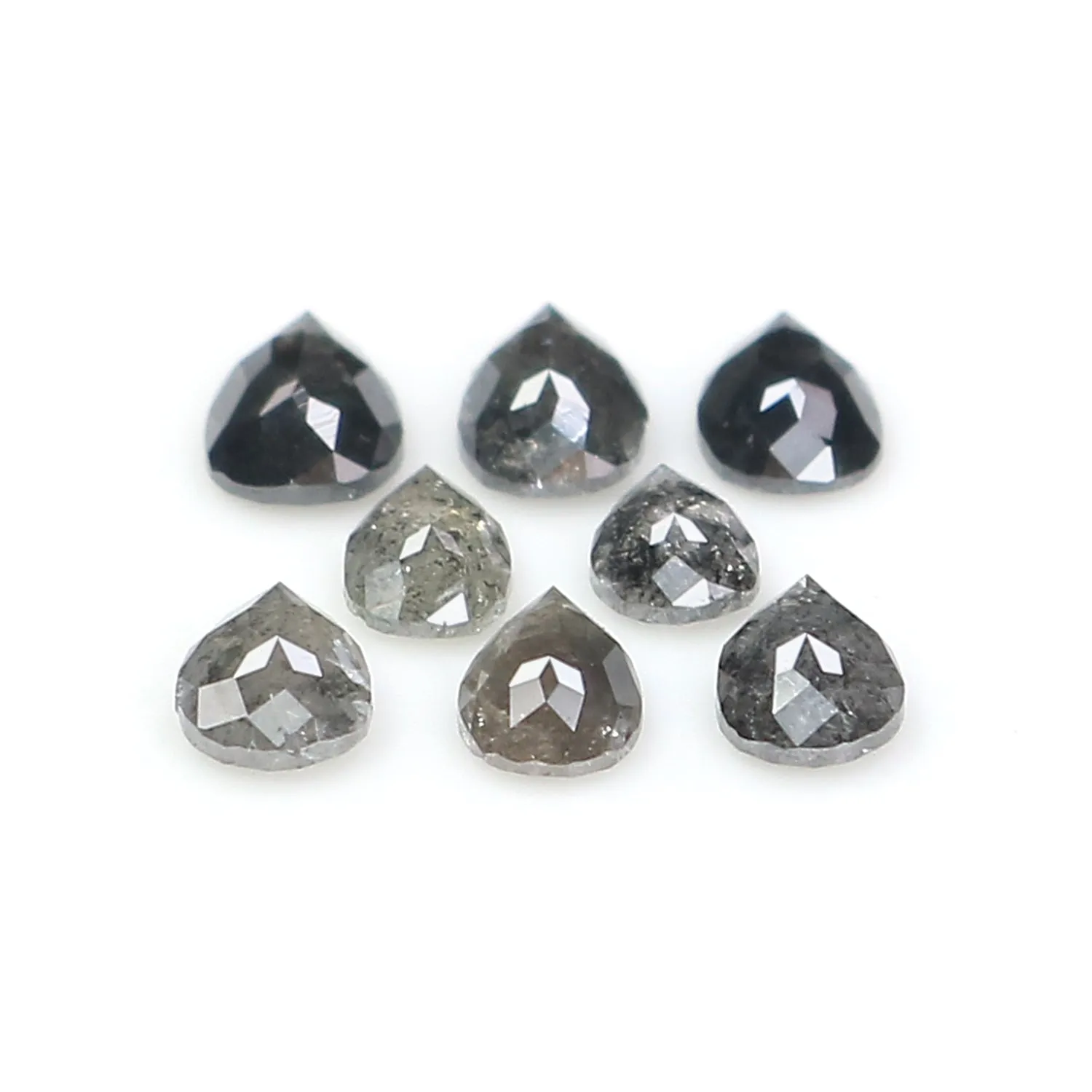 1.14 CT Natural Loose Pear Shape Diamond Salt And Pepper Pear Cut Diamond 3.60 MM Natural Black Grey Diamond Pear Rose Cut Diamo