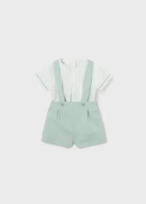 1217 - Shorts with suspenders set for newborn boy - Lagoon