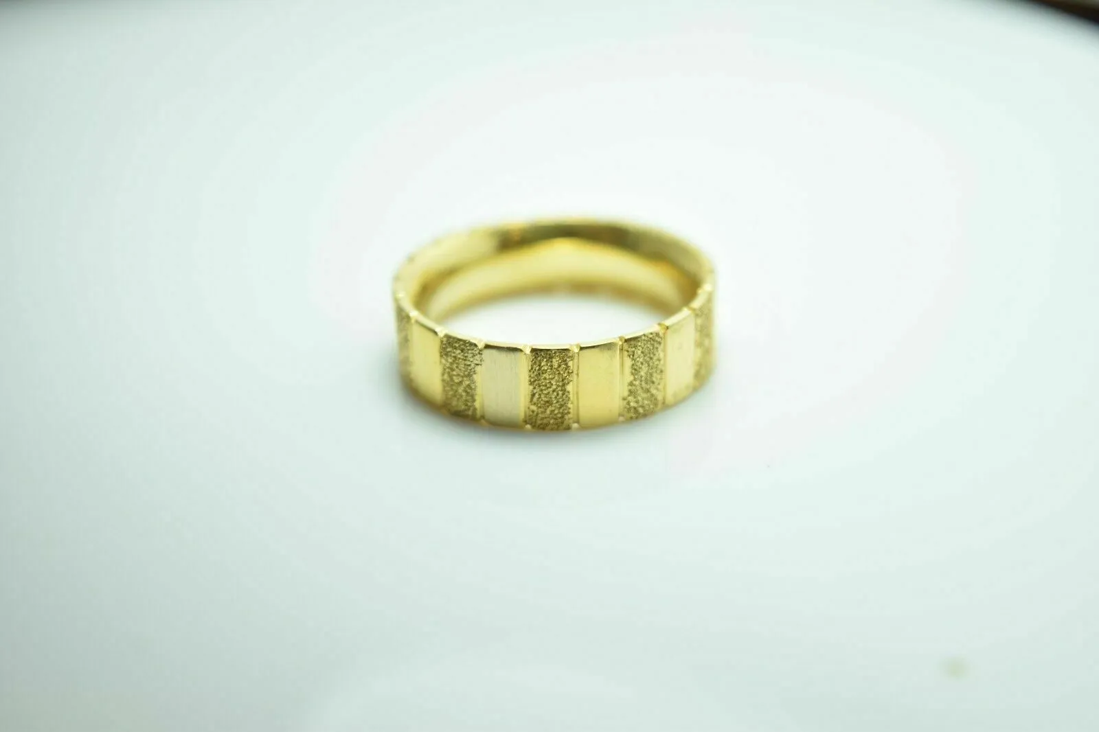 18k Band 6mm solid gold ring band wedding anniversary Unisex sandblast design mf