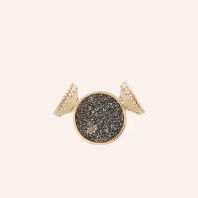 18K Vaporized Black Druzy Round Mini Centerpiece