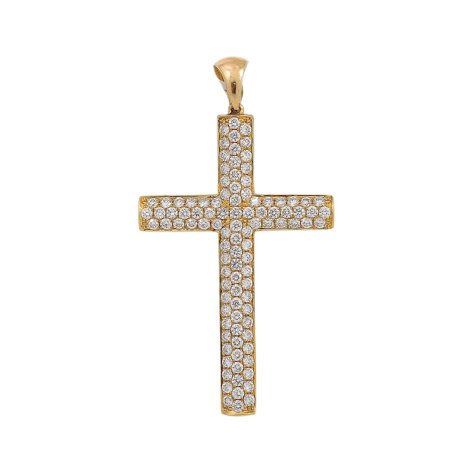 18K Yellow Gold Unisex Cross Shaped Pendant