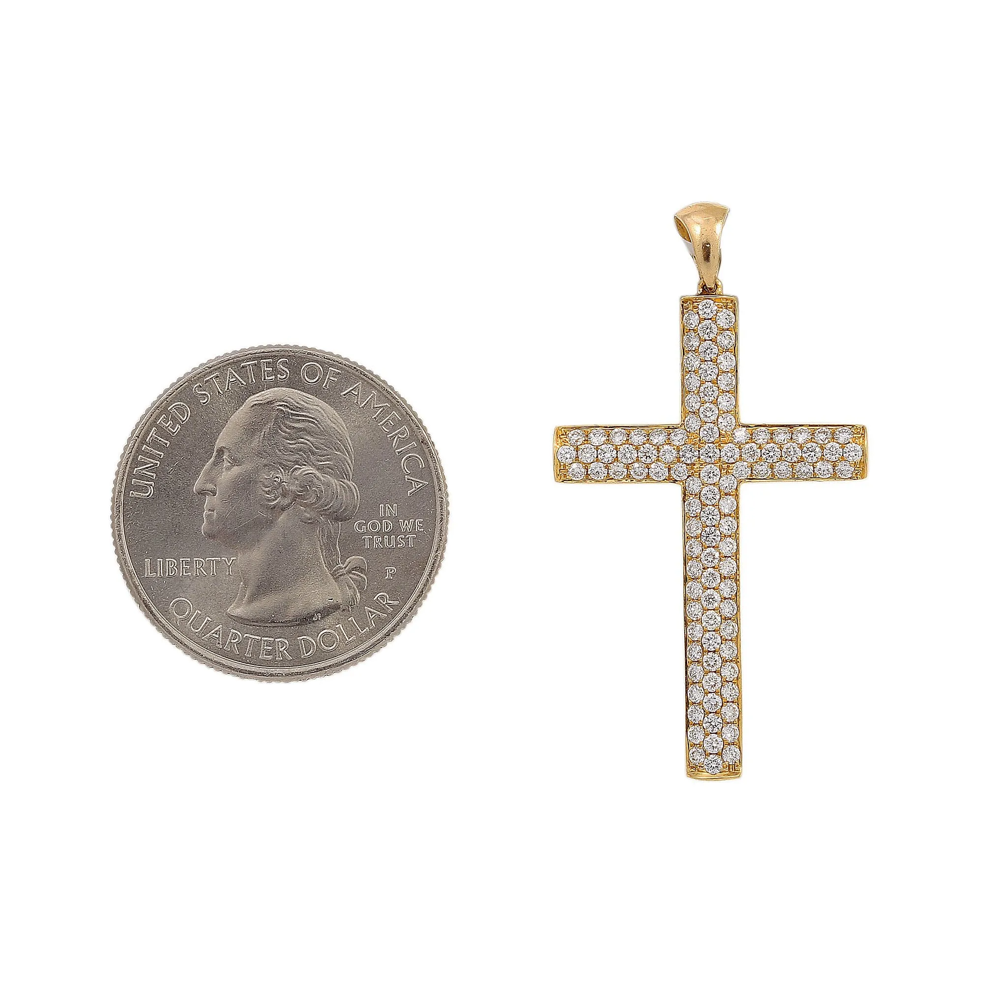 18K Yellow Gold Unisex Cross Shaped Pendant