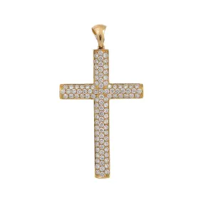 18K Yellow Gold Unisex Cross Shaped Pendant