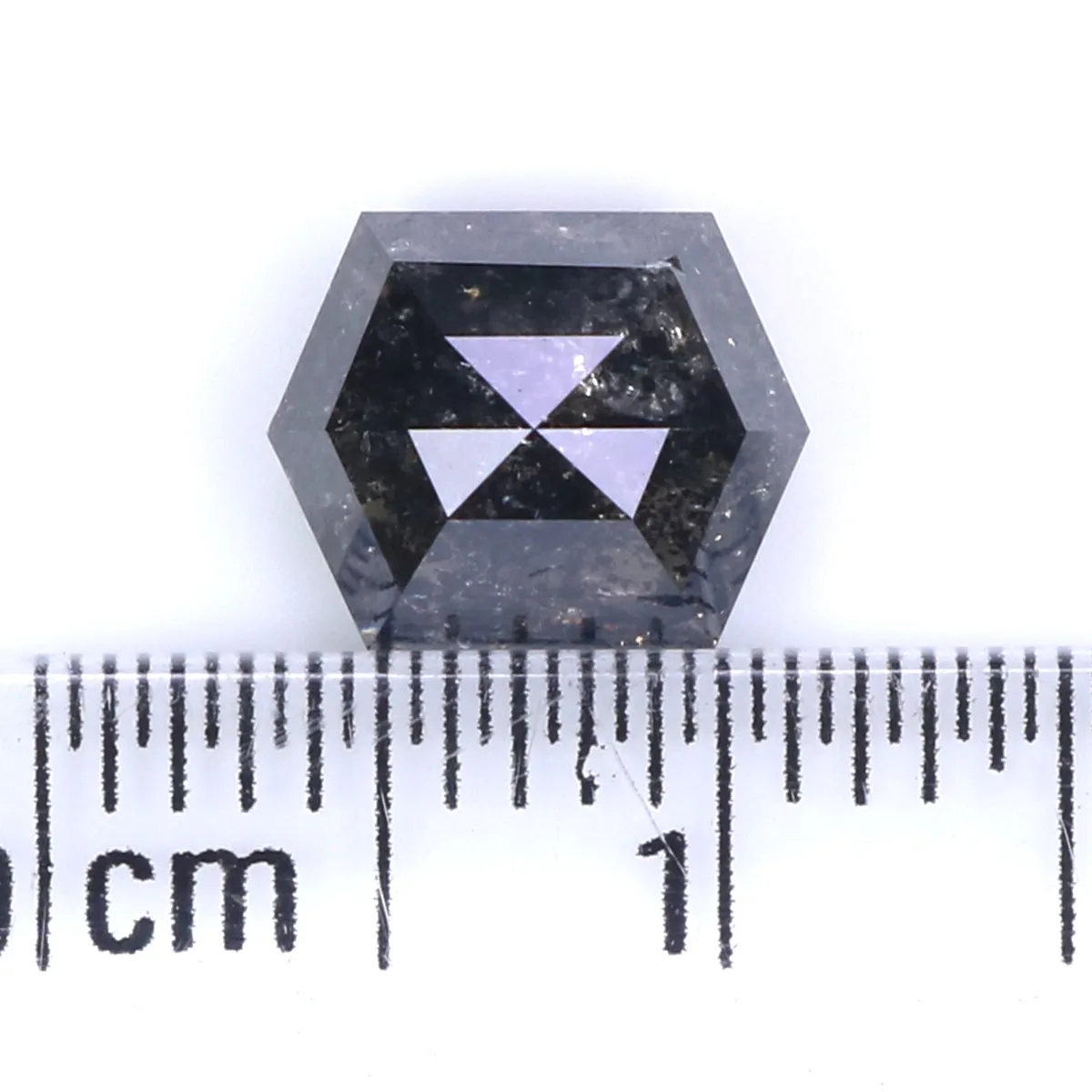 1.93 CT Natural Loose Hexagon Shape Diamond Salt And Pepper Hexagon Diamond 7.95 MM Black Grey Color Hexagon Shape Rose Cut Diam