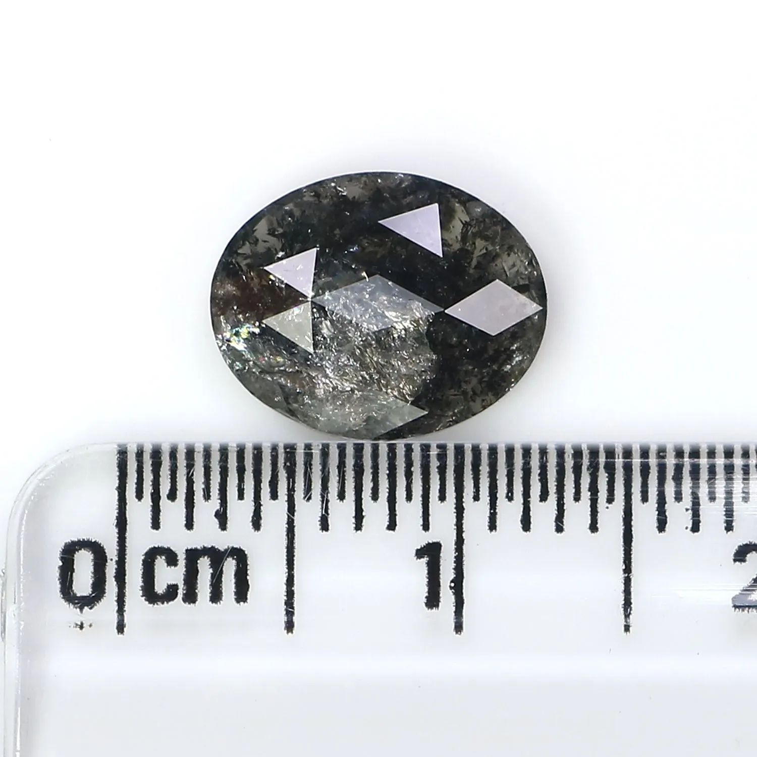 2.31 CT Natural Loose Oval Shape Diamond Salt And Pepper Oval Shape Diamond 10.05 MM Natural Black Grey Color Oval Rose Cut Diam