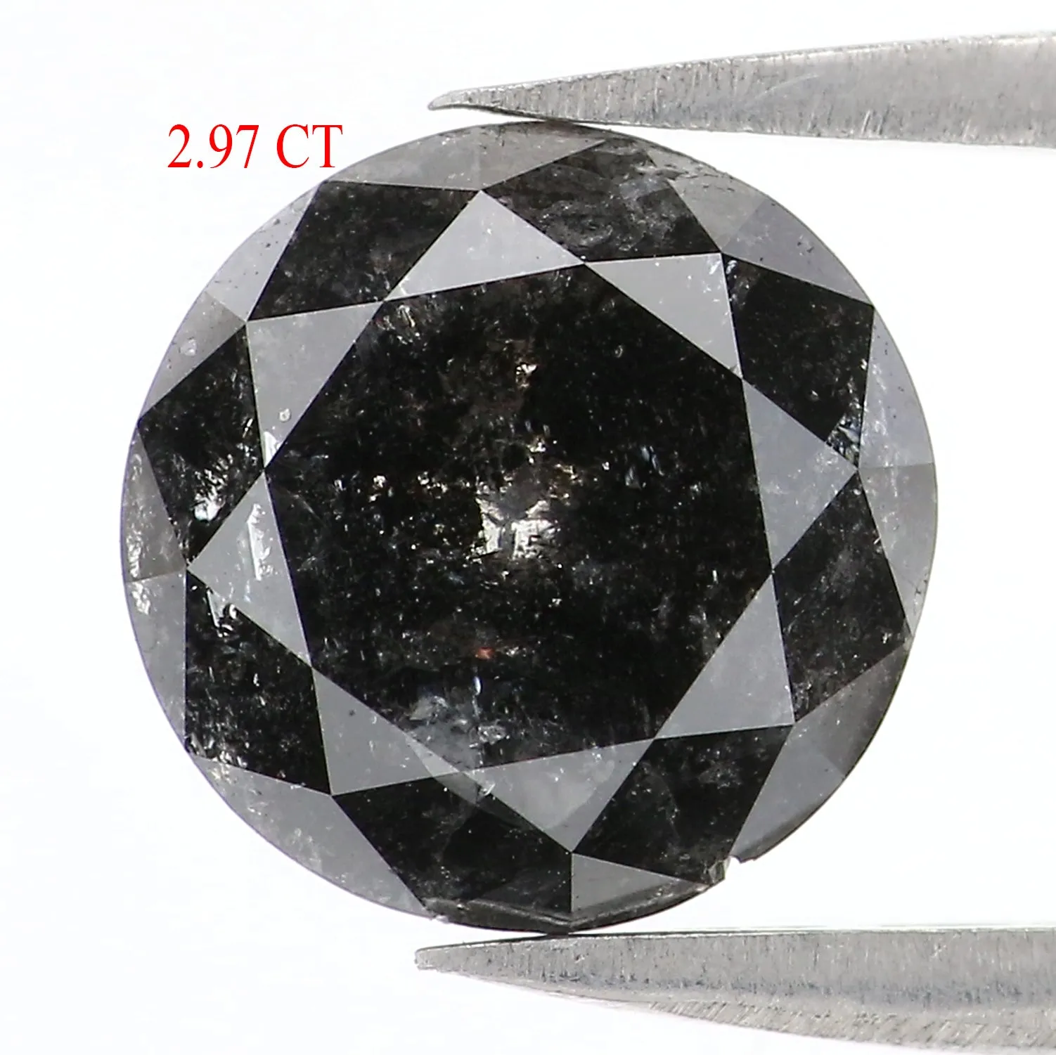 2.97 Ct Natural Loose Round Rose Cut Diamond Black Grey Color Rose Cut Diamond 8.85 MM Natural Loose Salt And Pepper Rose Cut Di