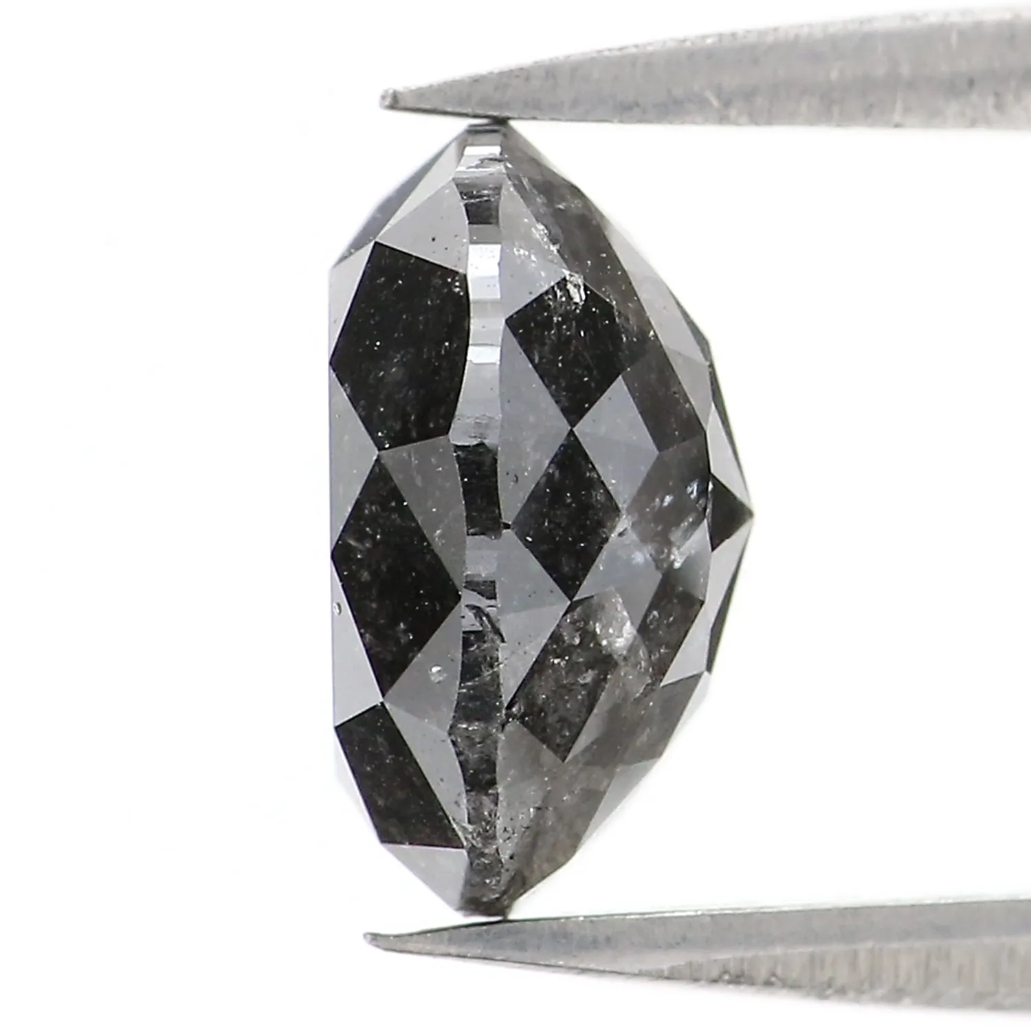 2.97 Ct Natural Loose Round Rose Cut Diamond Black Grey Color Rose Cut Diamond 8.85 MM Natural Loose Salt And Pepper Rose Cut Di