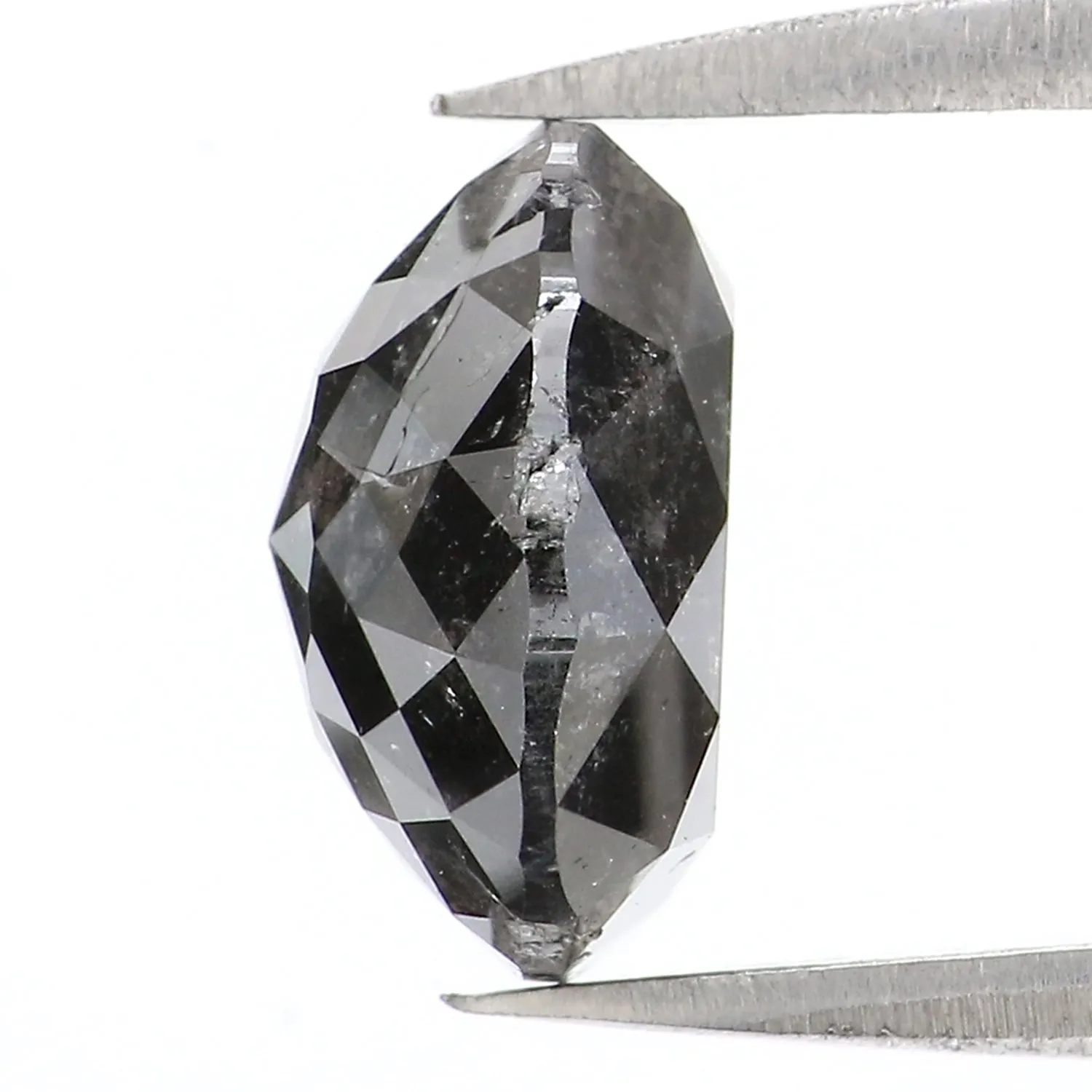 2.97 Ct Natural Loose Round Rose Cut Diamond Black Grey Color Rose Cut Diamond 8.85 MM Natural Loose Salt And Pepper Rose Cut Di