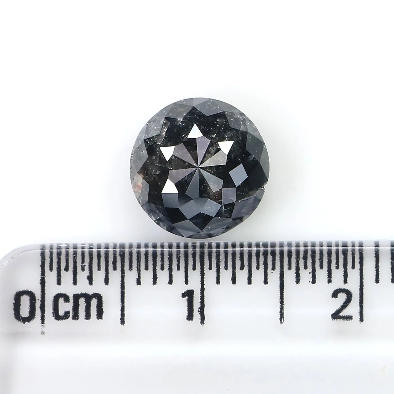 2.97 Ct Natural Loose Round Rose Cut Diamond Black Grey Color Rose Cut Diamond 8.85 MM Natural Loose Salt And Pepper Rose Cut Di