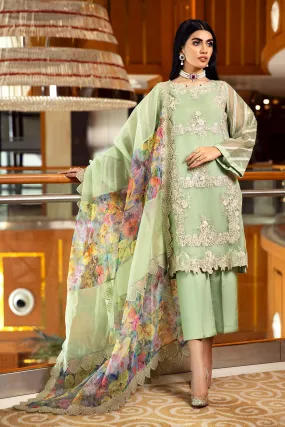 3 Pc Embroidered Organza Suit OMT21-44