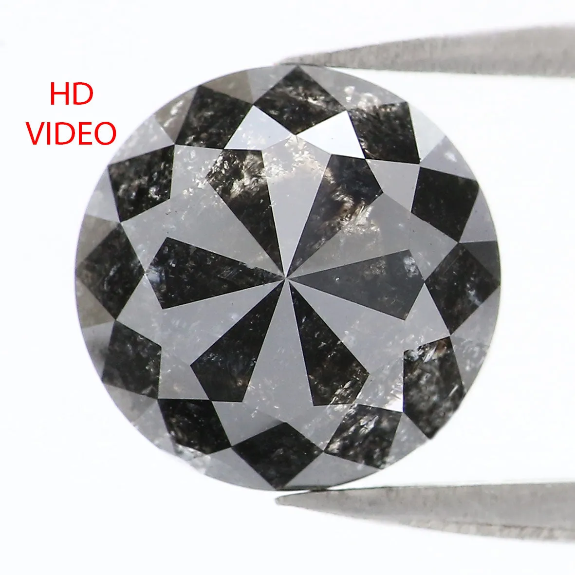 3.60 Ct Natural Loose Round Rose Cut Diamond Black Grey Color Rose Cut Diamond 9.30 MM Natural Loose Salt And Pepper Rose Cut Di