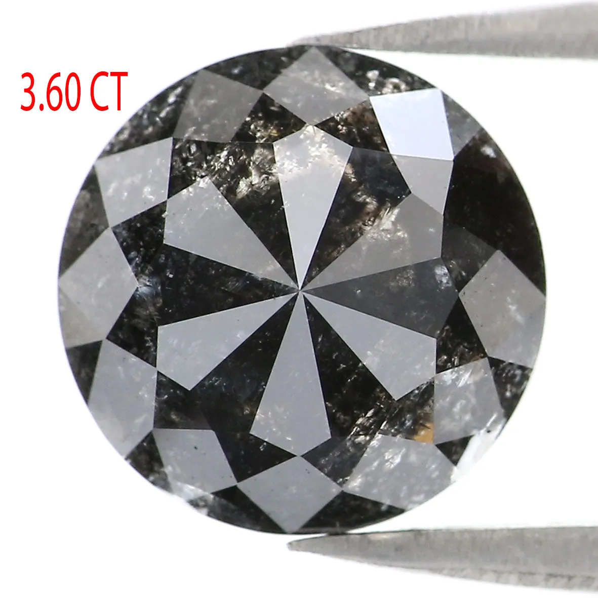 3.60 Ct Natural Loose Round Rose Cut Diamond Black Grey Color Rose Cut Diamond 9.30 MM Natural Loose Salt And Pepper Rose Cut Di