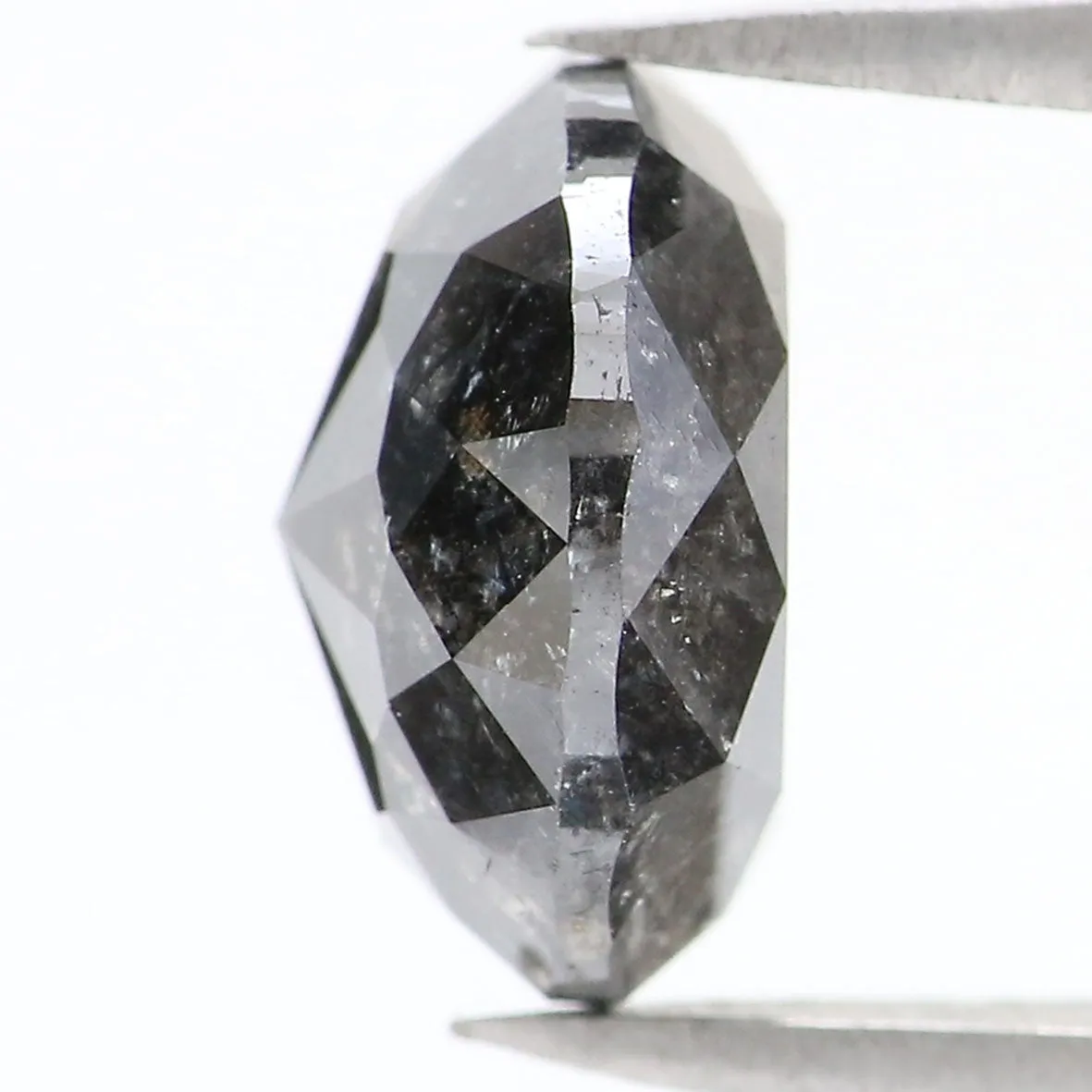 3.60 Ct Natural Loose Round Rose Cut Diamond Black Grey Color Rose Cut Diamond 9.30 MM Natural Loose Salt And Pepper Rose Cut Di