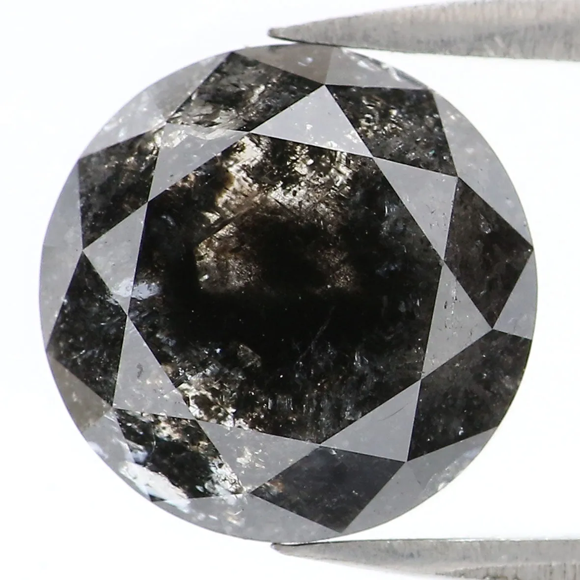 3.60 Ct Natural Loose Round Rose Cut Diamond Black Grey Color Rose Cut Diamond 9.30 MM Natural Loose Salt And Pepper Rose Cut Di