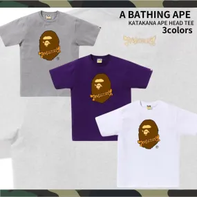 A BATHING APE  |Crew Neck Street Style Plain Cotton Short Sleeves Logo