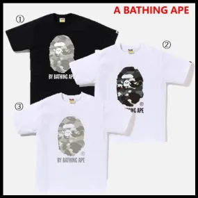 A BATHING APE  |Crew Neck Unisex Street Style Plain Cotton Short Sleeves