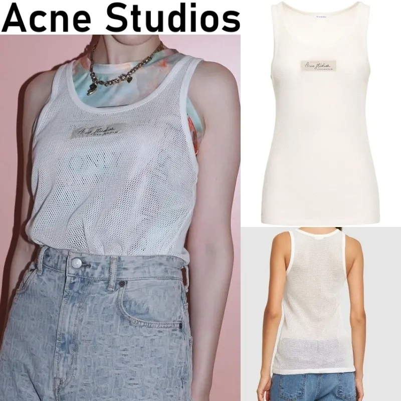 Acne Studios  |Crew Neck Street Style Plain Cotton Logo Sheer