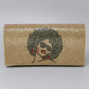 Afro Rhinestone Clutch Bag