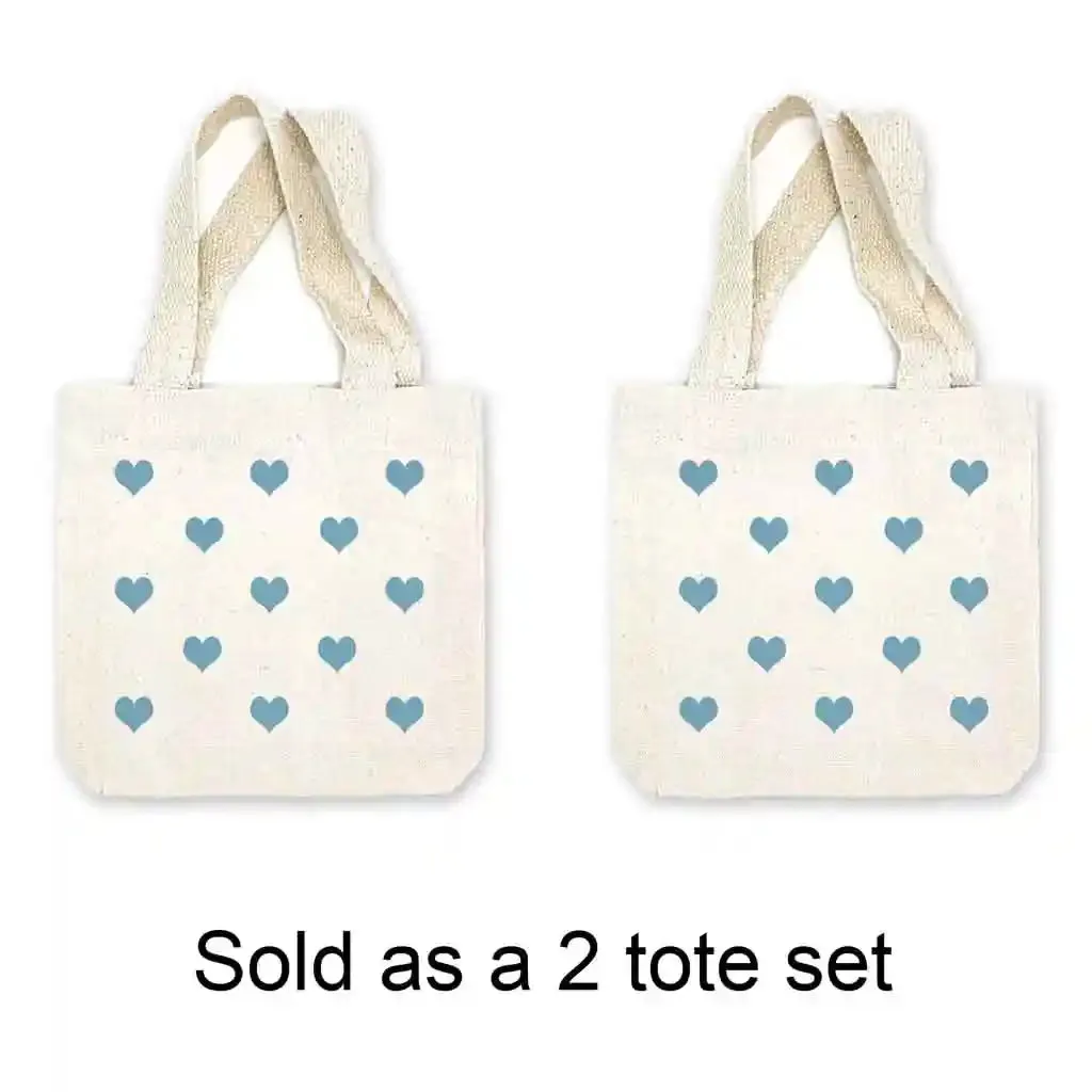 All Over Hearts Mini Tote Bags - Sold as set of 2