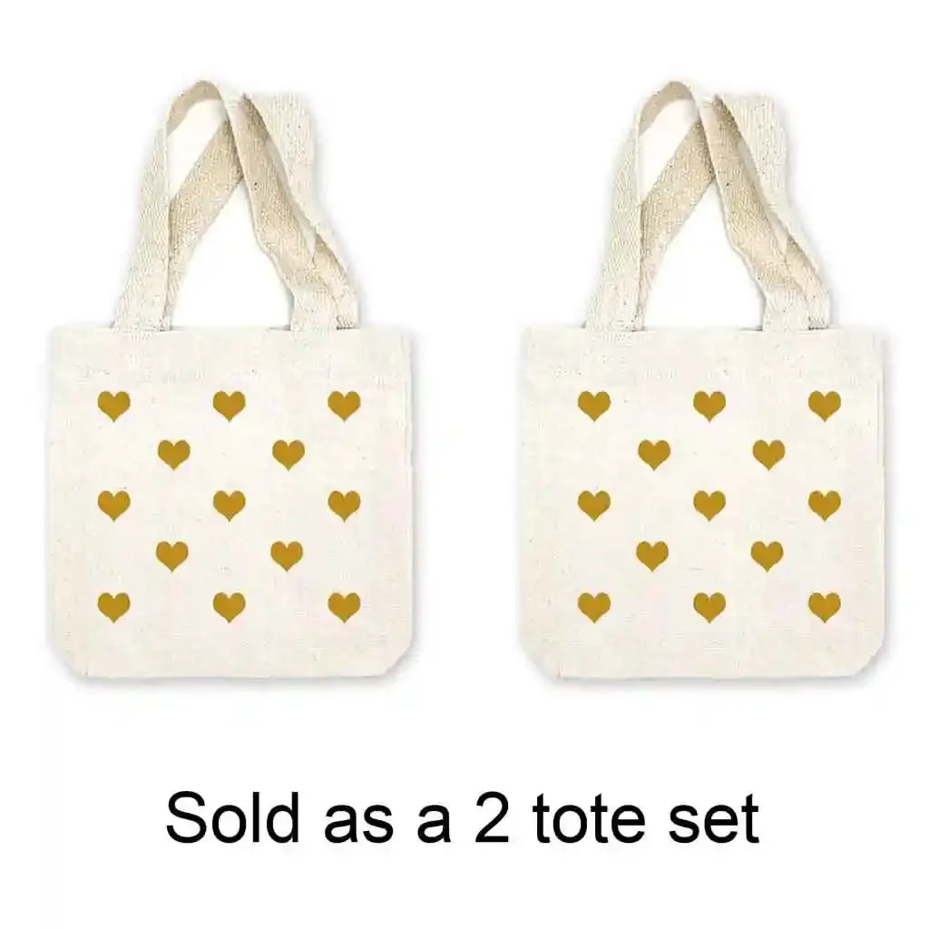 All Over Hearts Mini Tote Bags - Sold as set of 2