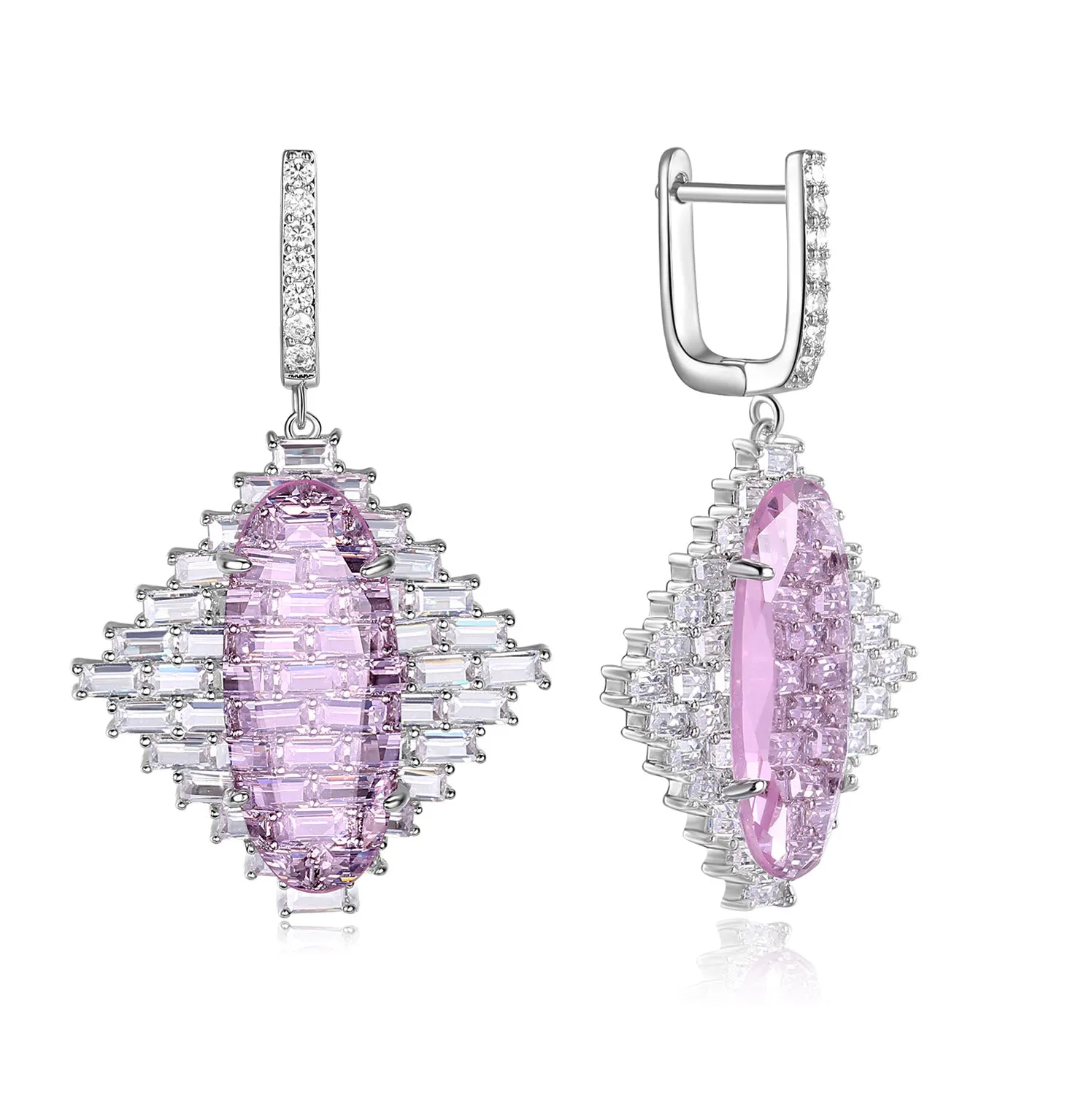 Audrey Pink Stone & Baguette CZ Earrings