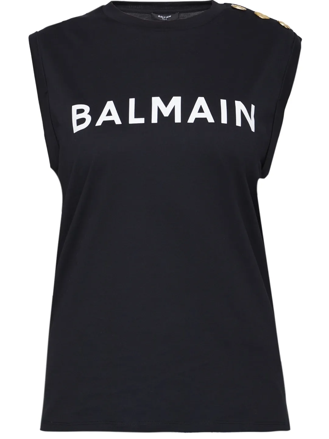 BALMAIN  |Crew Neck Sleeveless Street Style Cotton Logo