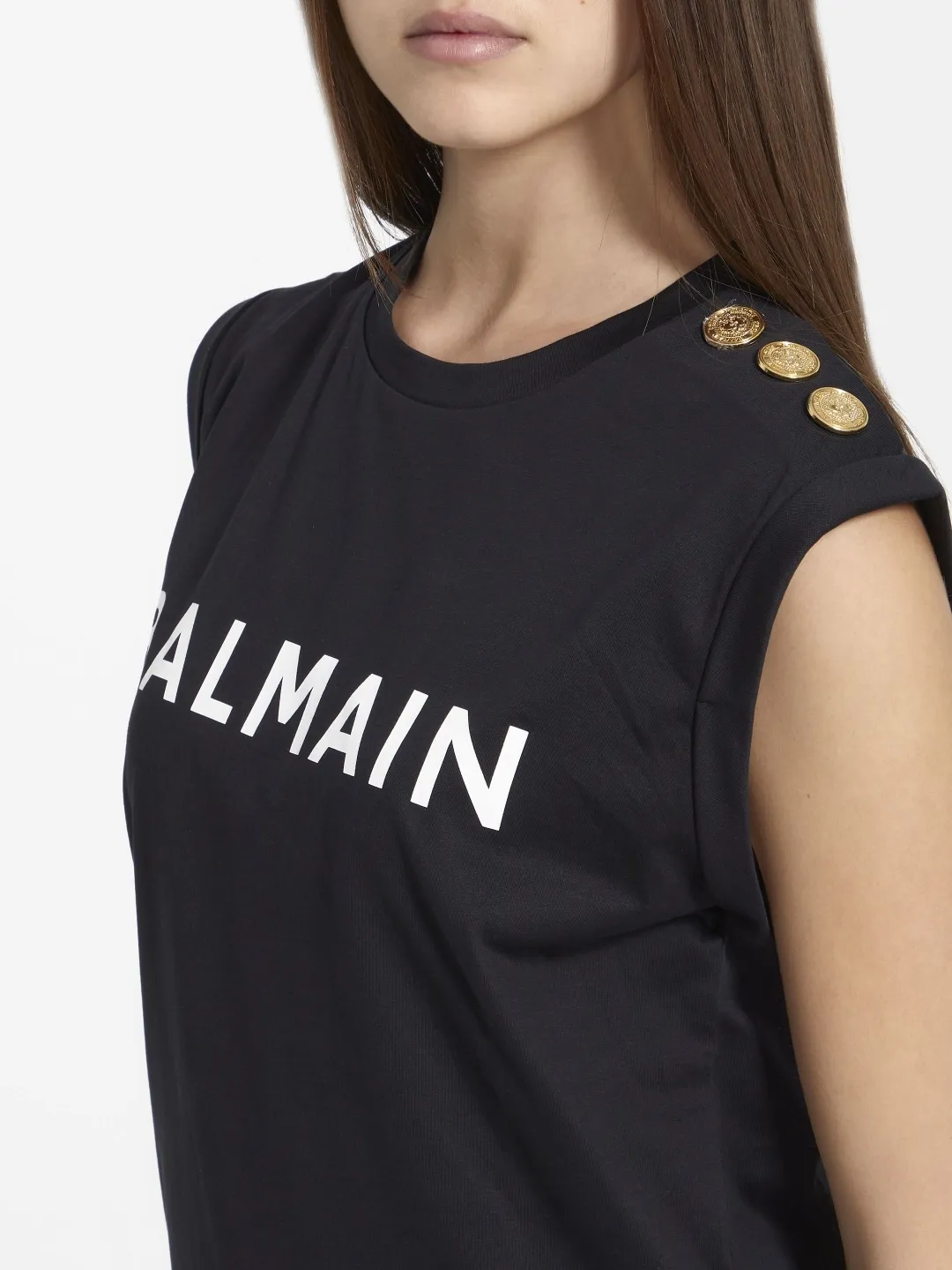 BALMAIN  |Crew Neck Sleeveless Street Style Cotton Logo