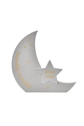 Bambino Wooden Moon Plaque Twinkle Twinkle 18cm