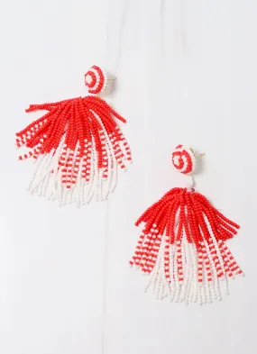 Beaded Tassel Earring RED