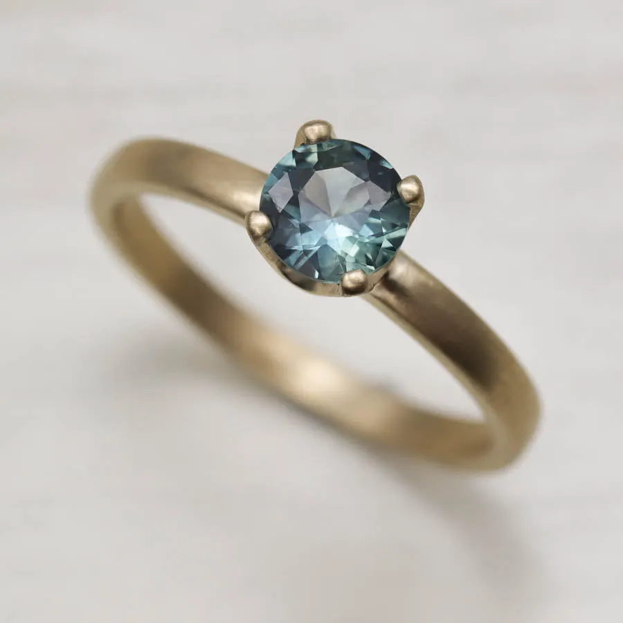 Blue Green Montana Sapphire Solitaire