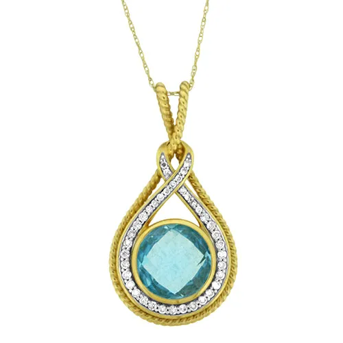 Blue Topaz and Diamond Pendant