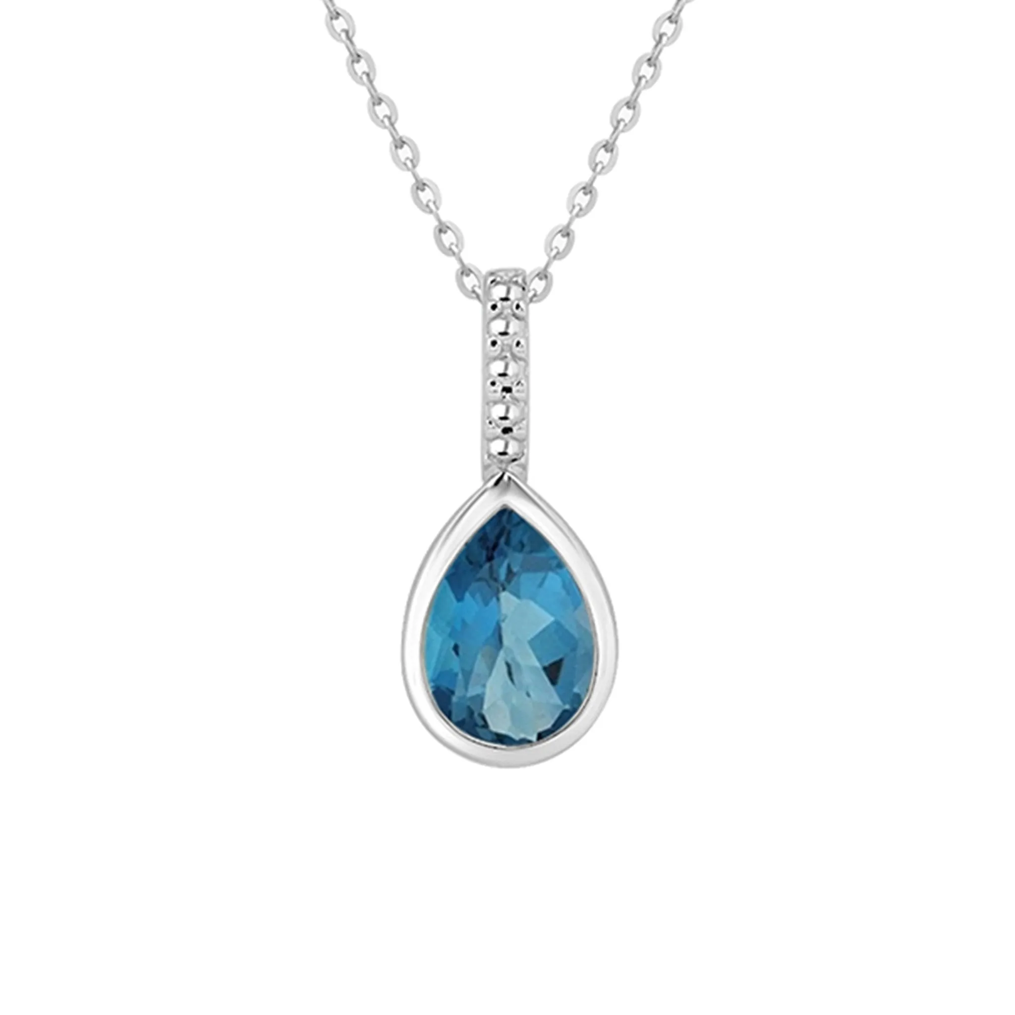 Blue Topaz Teardrop Pendant Necklace