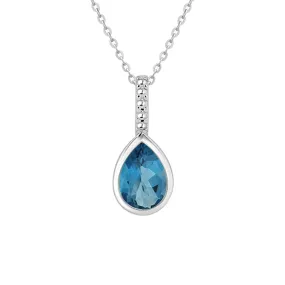 Blue Topaz Teardrop Pendant Necklace