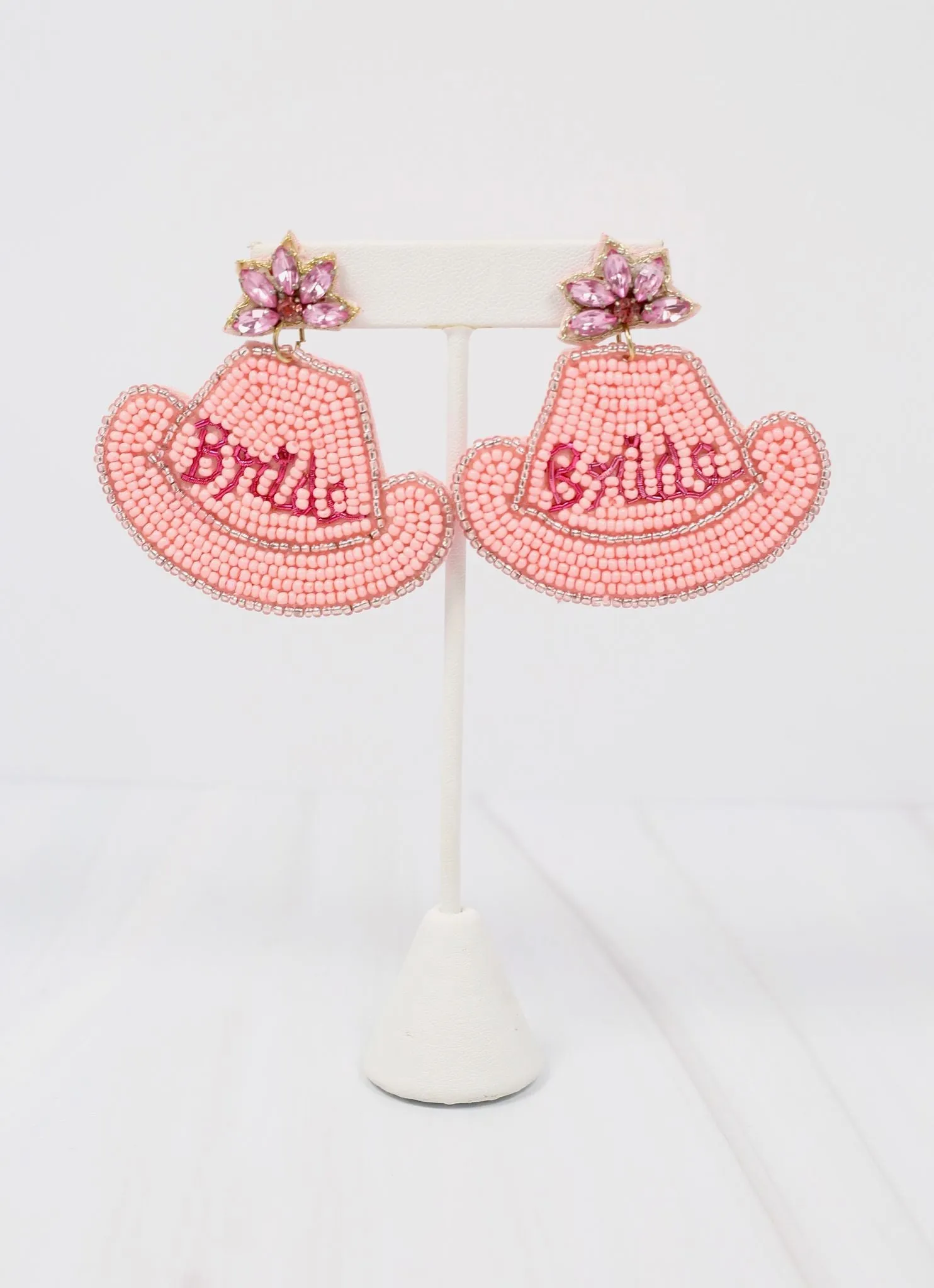 Bride Cowboy Hat Earring PINK