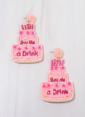 Buy Me a Drink Birthday Earring PINK