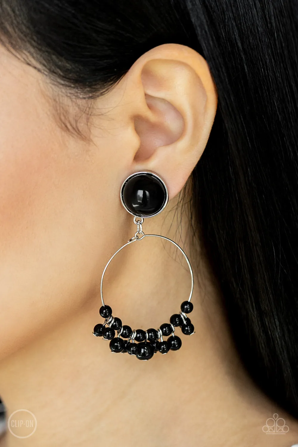 Cabaret Charm - Black Clip-On Earring