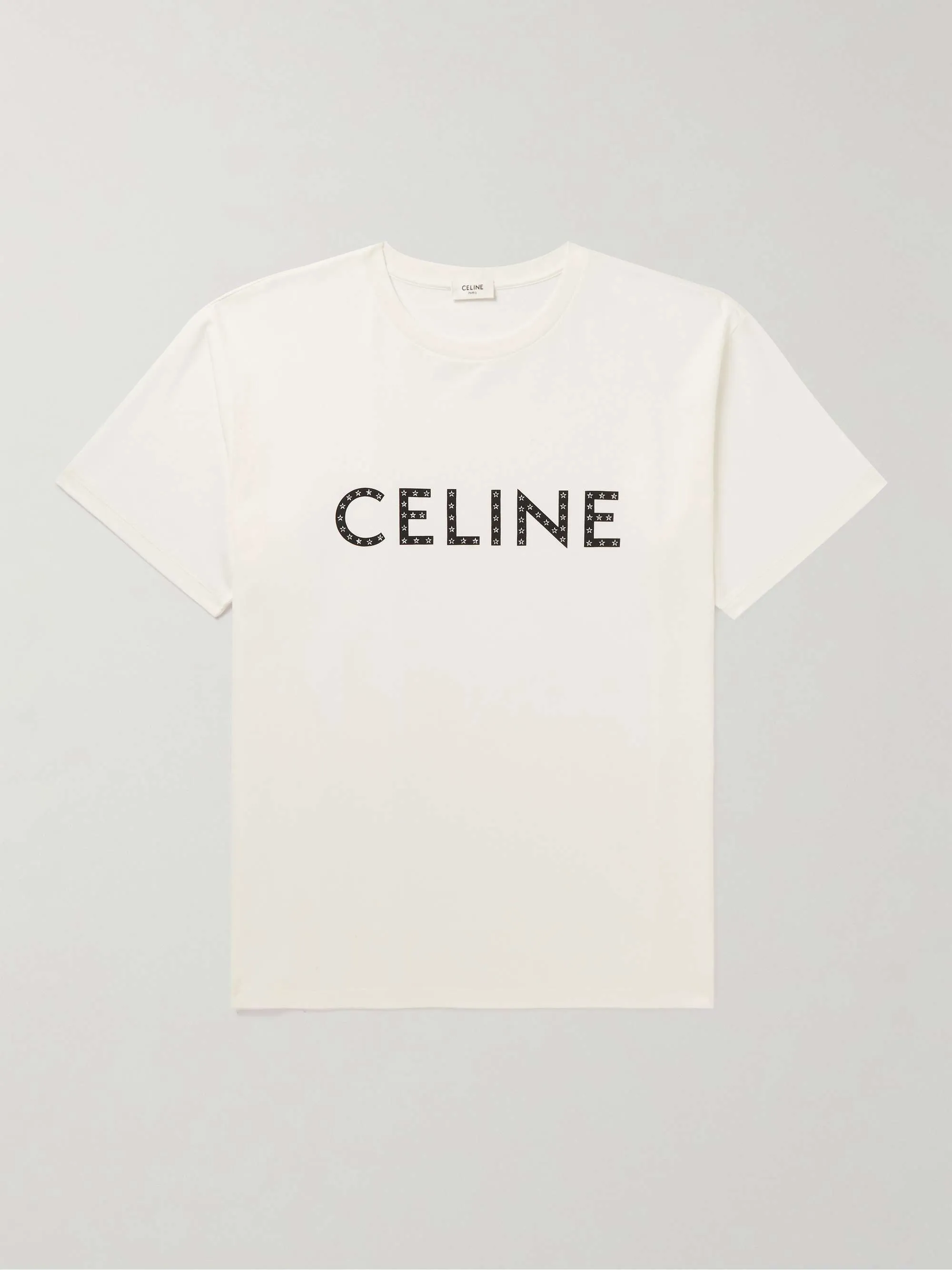 CELINE  |Crew Neck Star Cotton Short Sleeves Logo Luxury