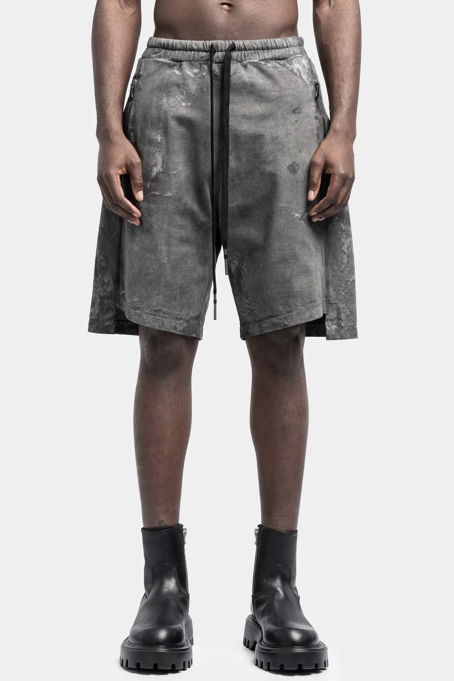 Cold dyed drawstring shorts, Anthra salt